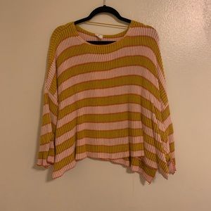 Pink and Mustard Stripe Sweater: These Three Btq